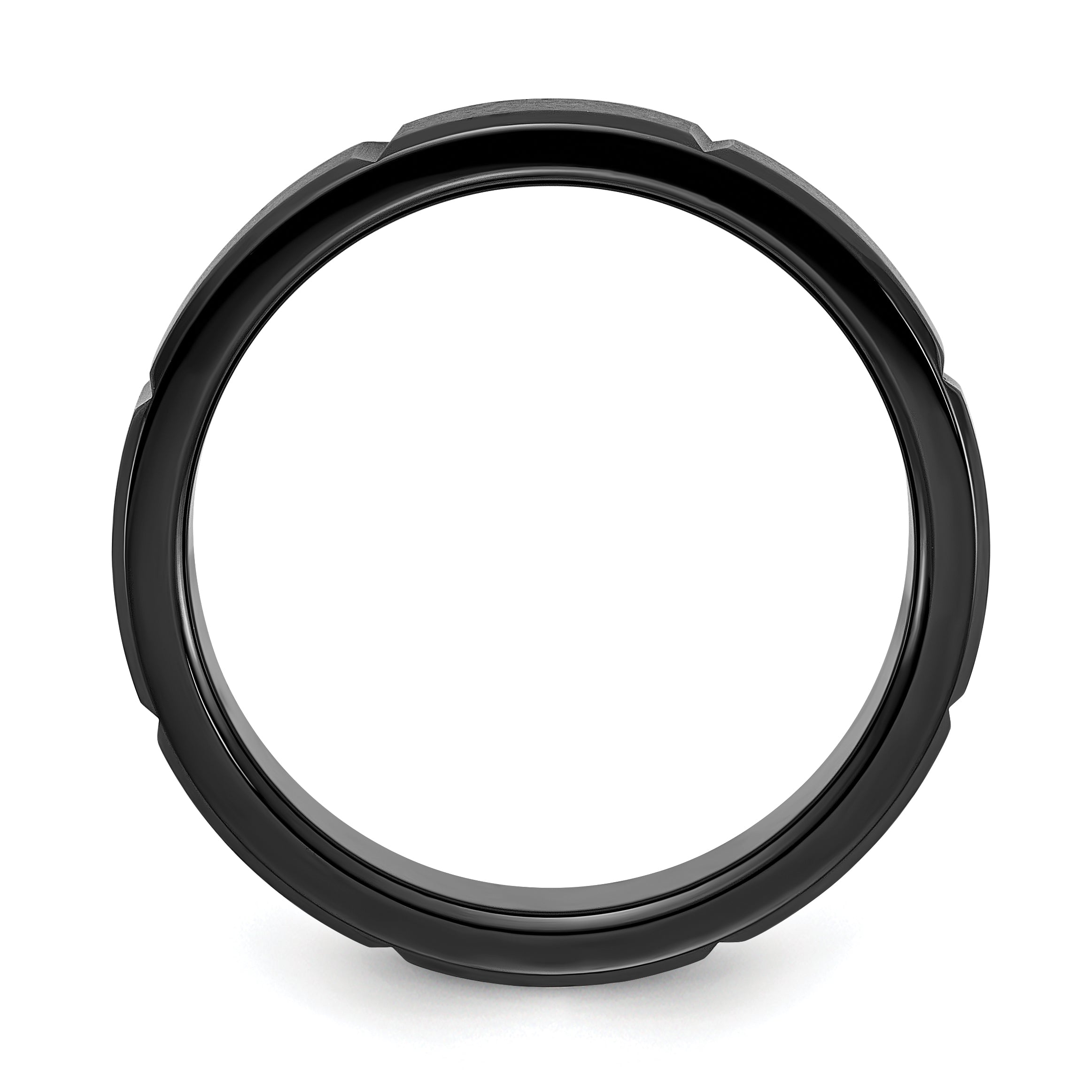 Titanium Polished Black IP-plated Grooved 6mm Band