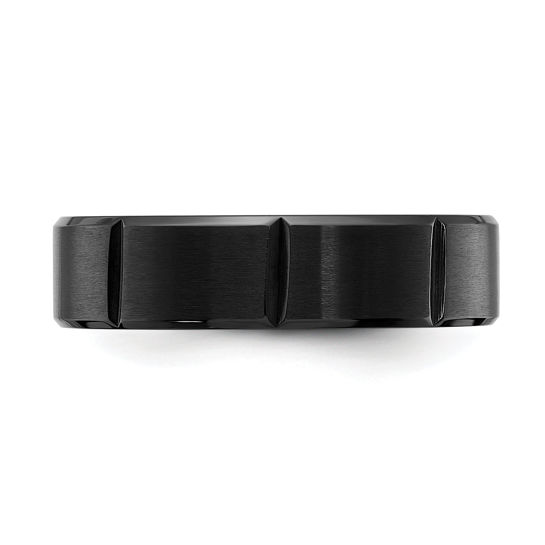 Titanium Polished Black IP-plated Grooved 6mm Band