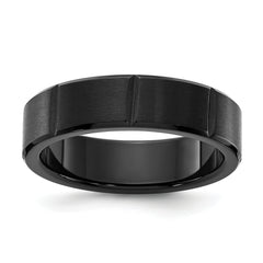 Titanium Polished Black IP-plated Grooved 6mm Band