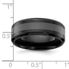 Titanium Polished Black IP-plated Brushed Center 8mm Band