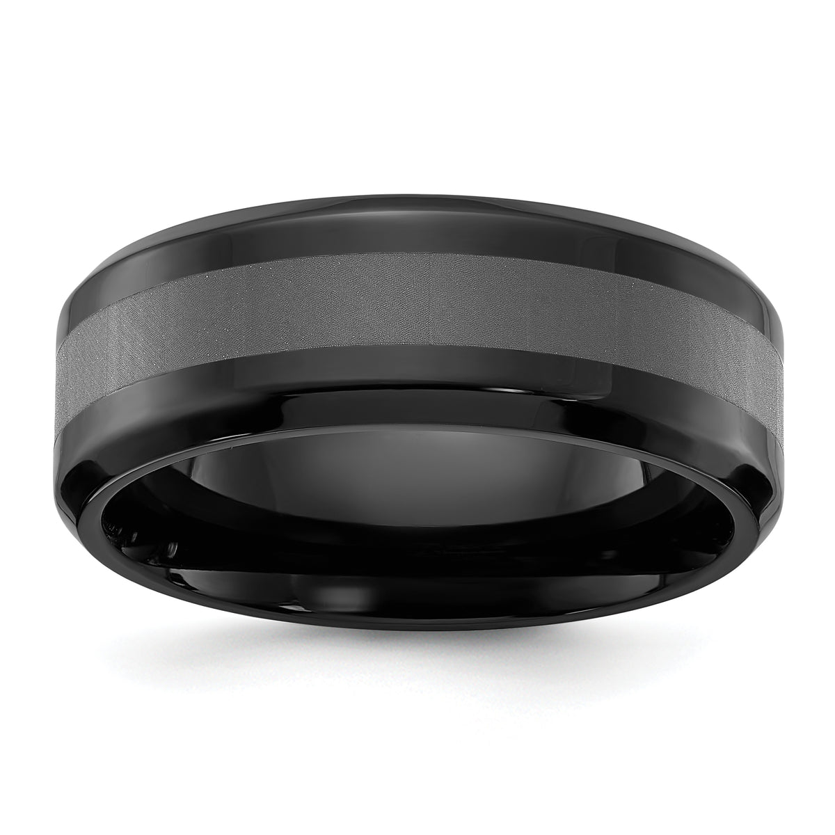 Titanium Polished Black IP-plated Brushed Center 8mm Band