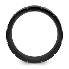 Titanium Polished Black IP-plated Grooved 8mm Band