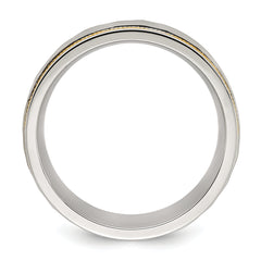 Titanium Brushed Polished and Hammered Yellow IP-plated 7mm Band