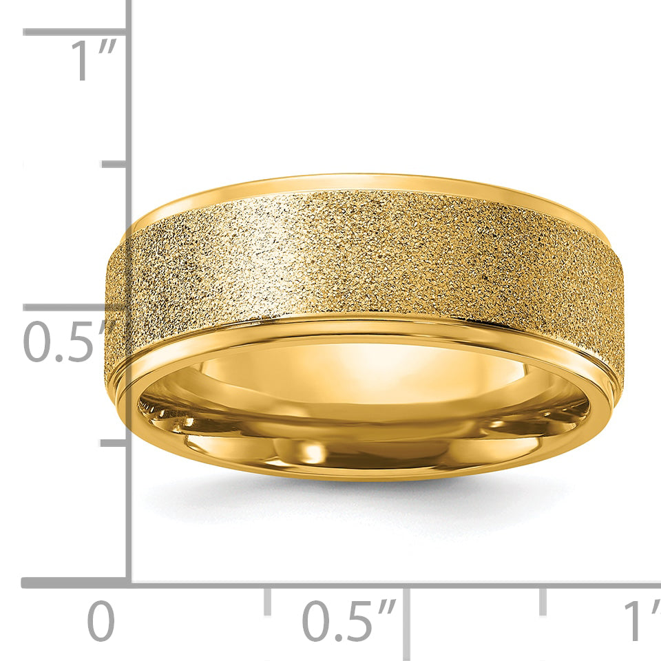 Titanium Polished Laser-cut Center Yellow IP-plated 8mm Band