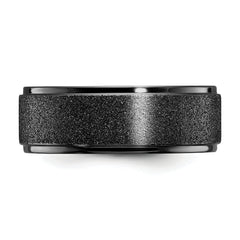 Titanium Polished Laser-cut Center Black IP-plated 8mm Band