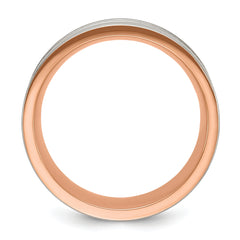 Titanium Brushed and Polished Rose IP-plated Stripes 8mm Band