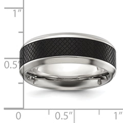 Titanium Polished Black IP-plated Textured Center 8mm Band