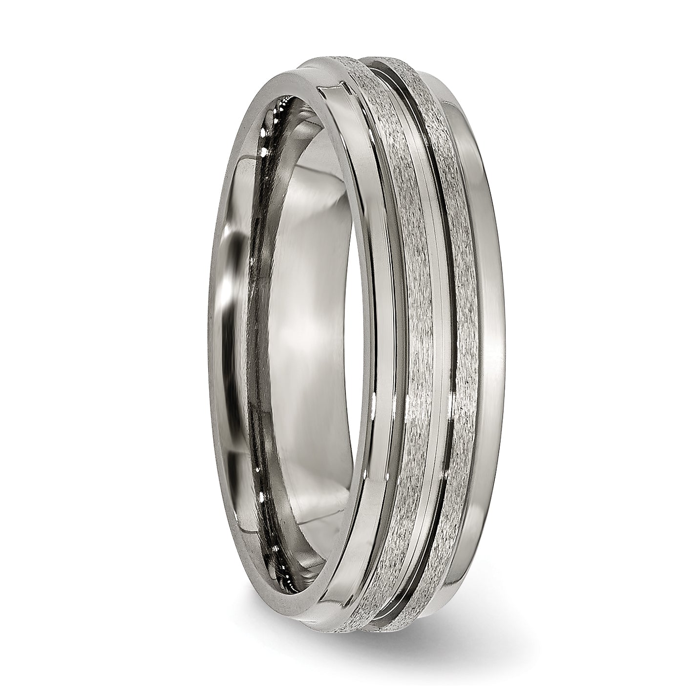 Titanium 6mm Unisex Wedding Band with Polished Ridged Edge