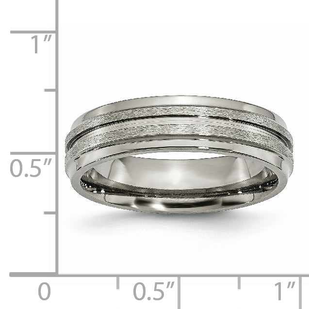 Titanium 6mm Unisex Wedding Band with Polished Ridged Edge