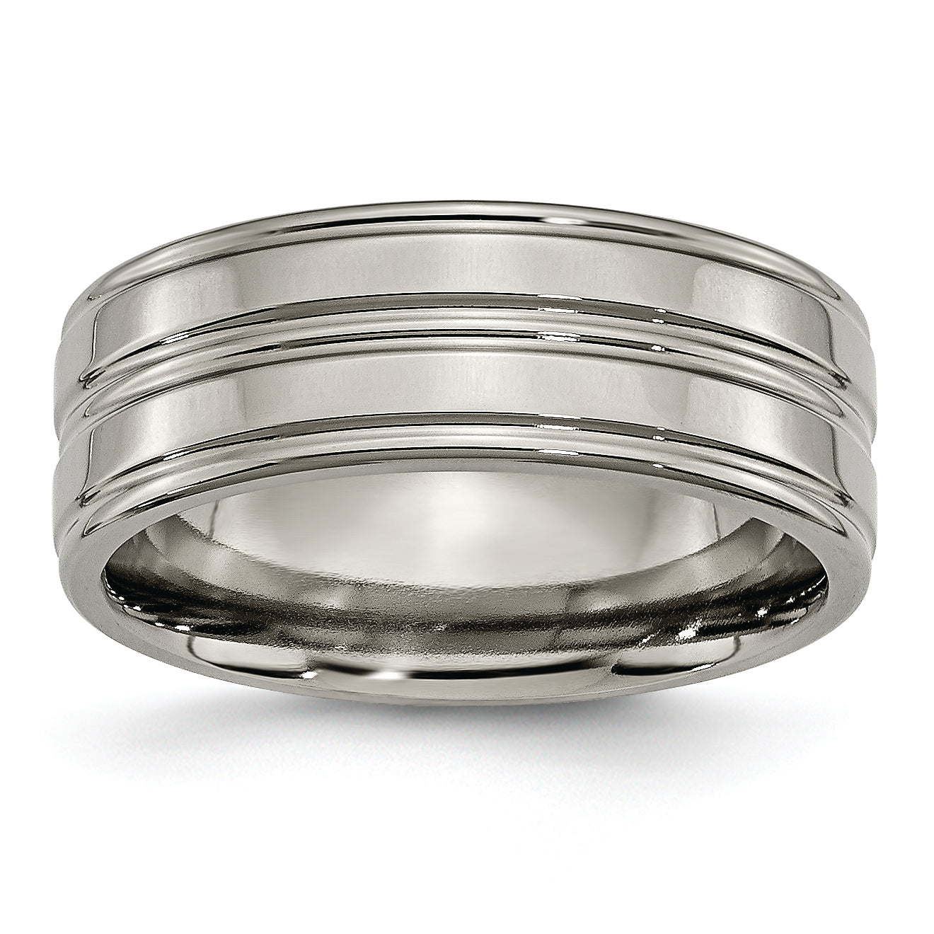 Titanium Polished 8mm Grooved Band