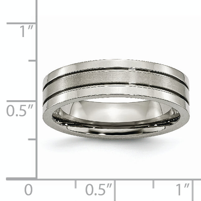 Titanium Grooved Unisex Wedding Band with Polished & Brushed Finish