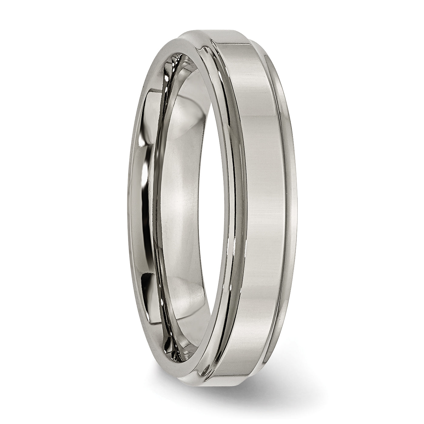 Titanium Polished 5mm Ridged Edge Band