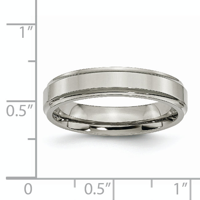 Titanium Polished 5mm Ridged Edge Band