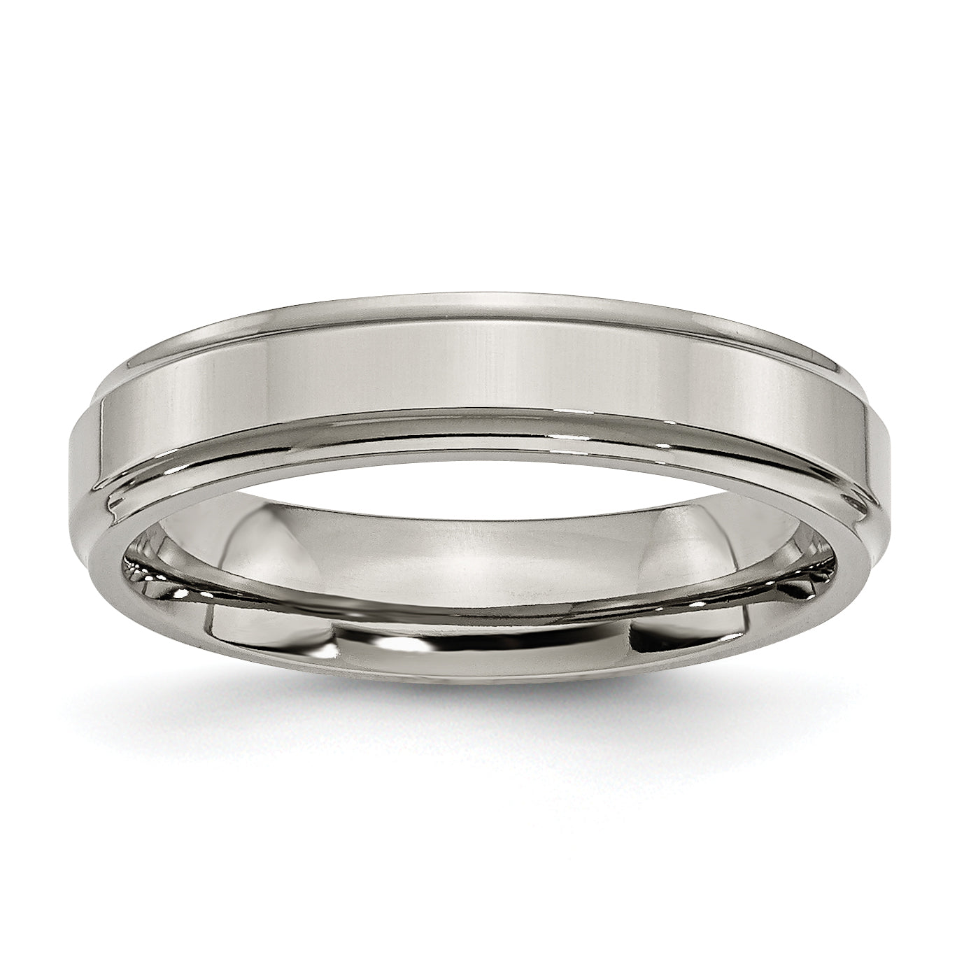 Titanium Polished 5mm Ridged Edge Band