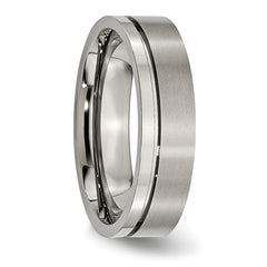 Titanium Grooved 6mm Polished Brushed Unisex Engravable Wedding Band