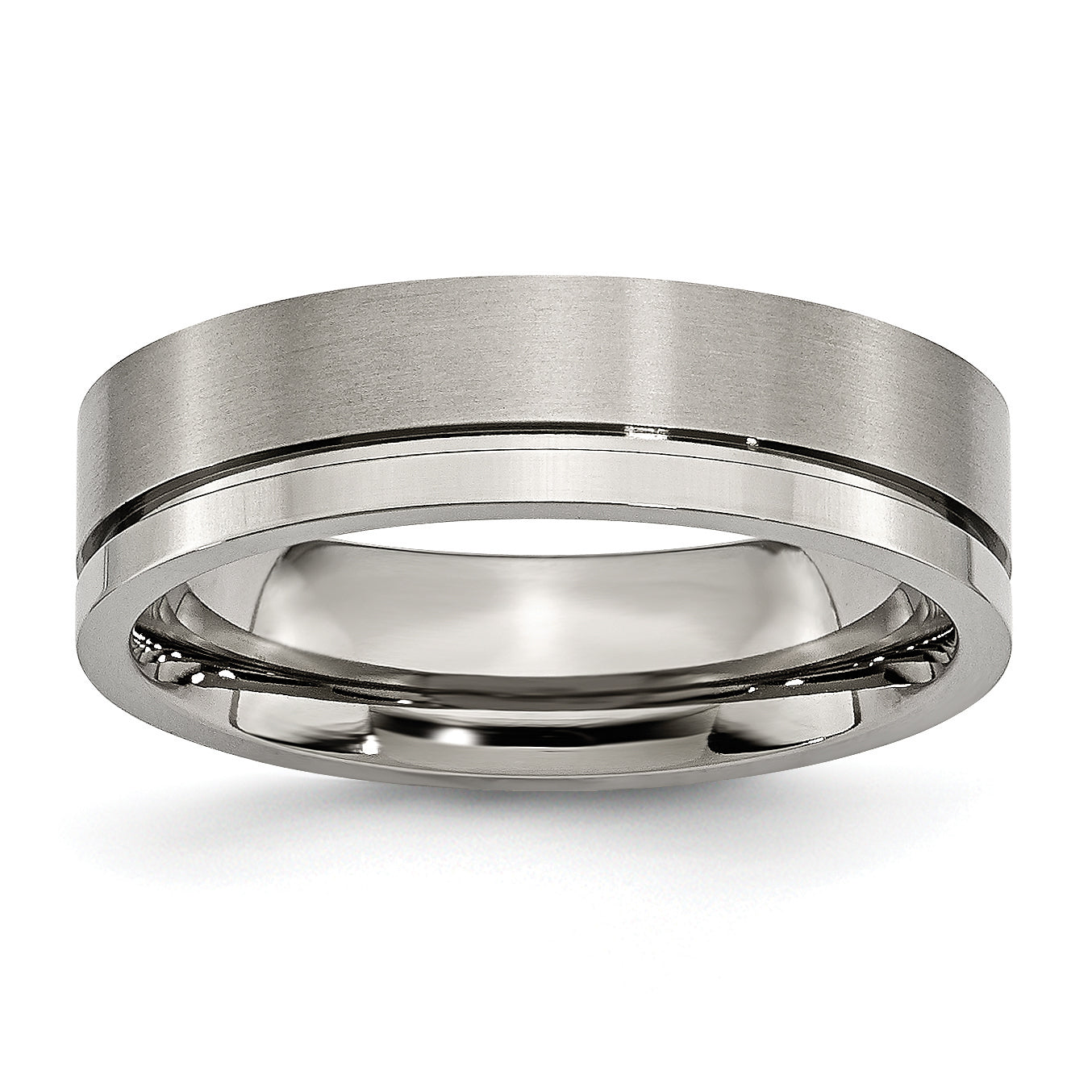 Titanium Brushed and Polished 6mm Grooved Band