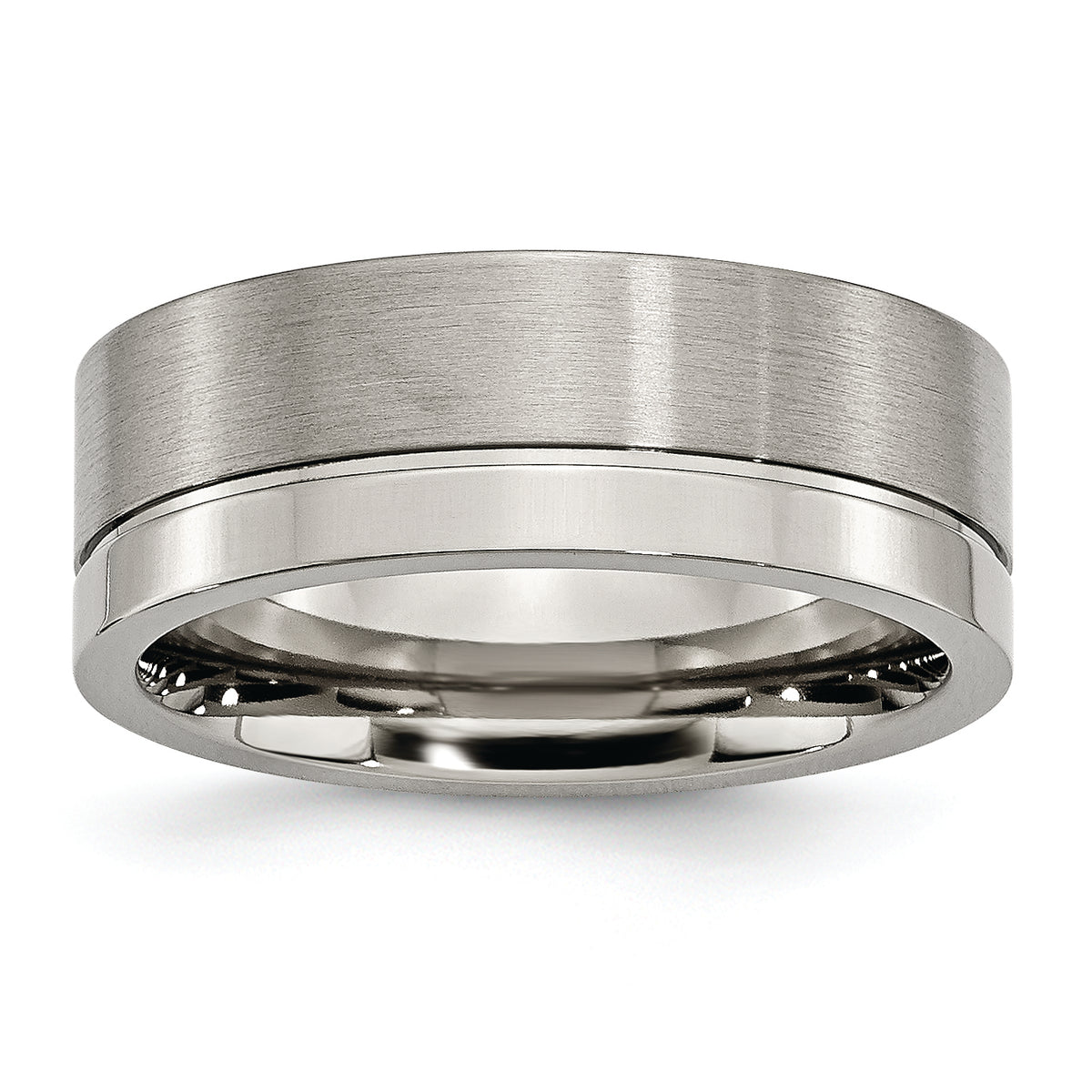 Titanium Grooved 8mm Brushed and Polished Band