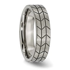 Titanium Brushed Unisex Wedding Band with Flat Tread Design