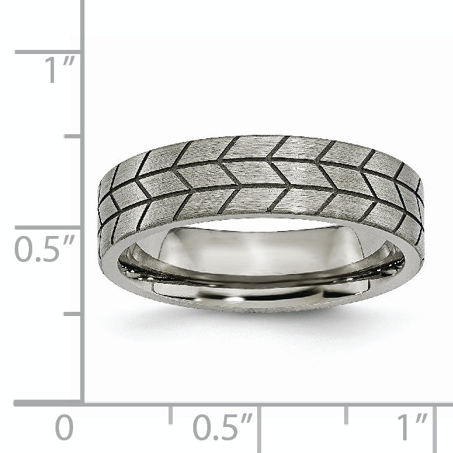 Titanium Brushed Unisex Wedding Band with Flat Tread Design