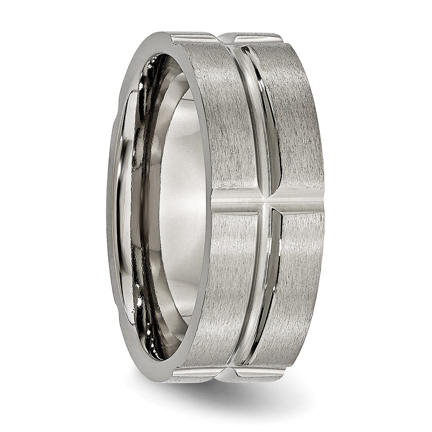 Titanium 8mm Unisex Wedding Band with Brushed & Polished Finish