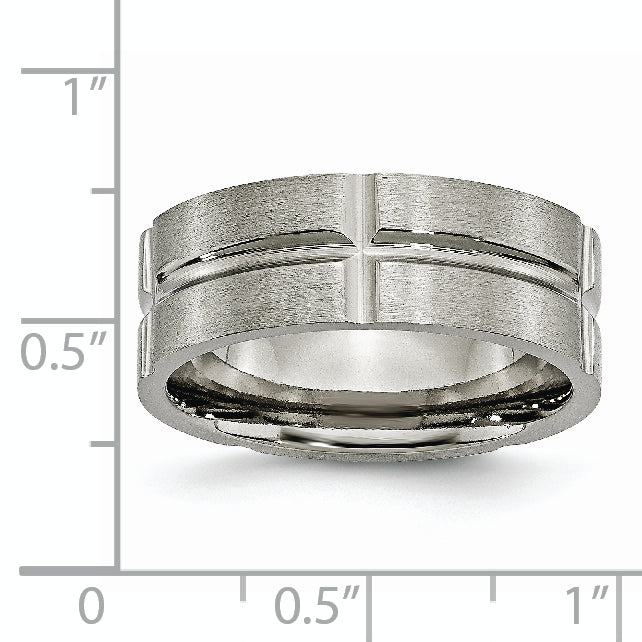 Titanium 8mm Unisex Wedding Band with Brushed & Polished Finish