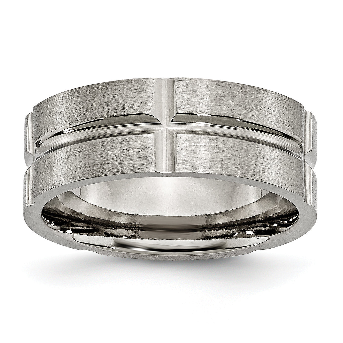 Titanium Grooved 8mm Brushed and Polished Band