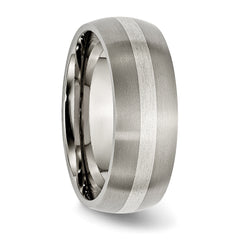 Sophia Jewelers Titanium Wedding Band with Sterling Silver Inlay - Unisex, Engravable