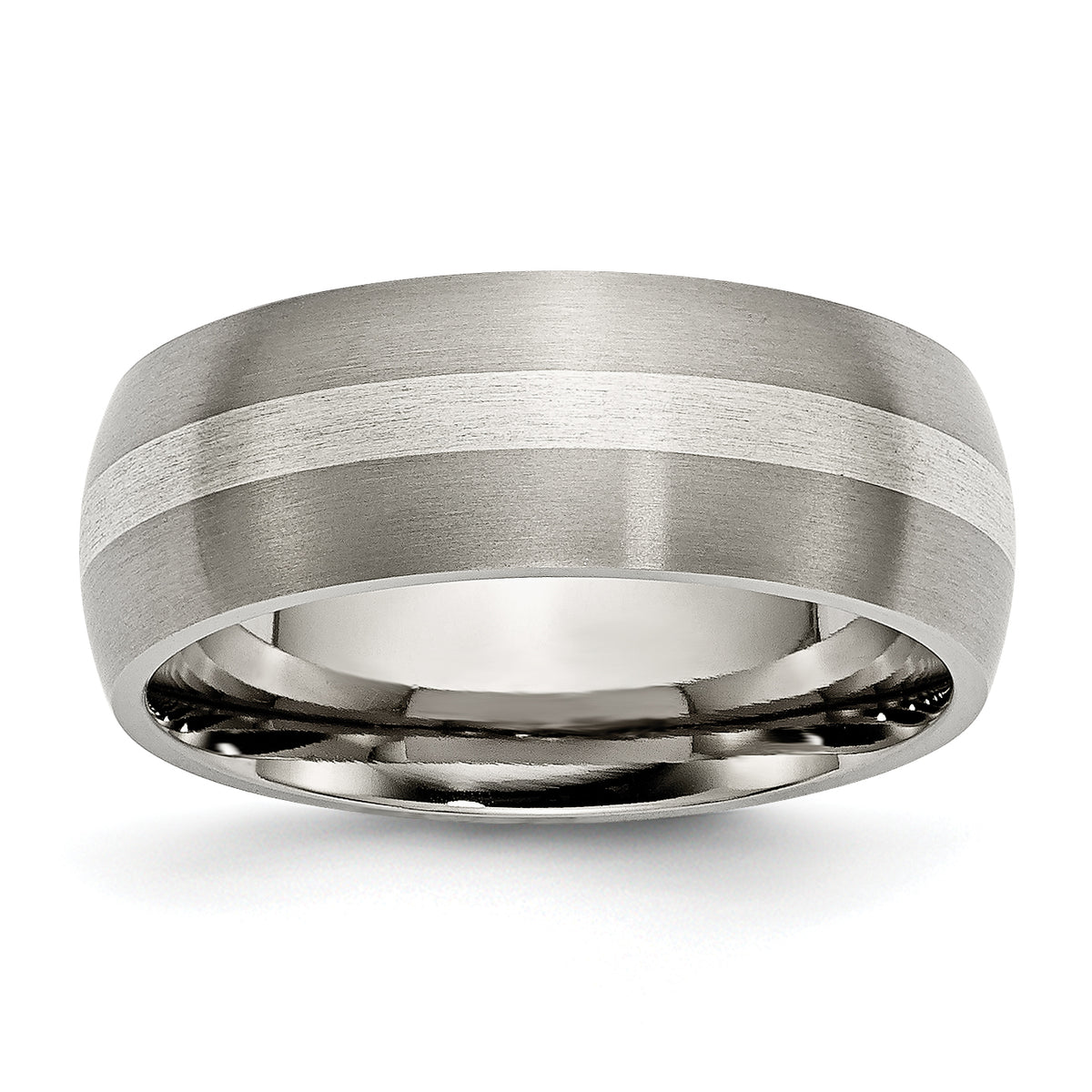 Titanium Sterling Silver Inlay 8mm Brushed Band