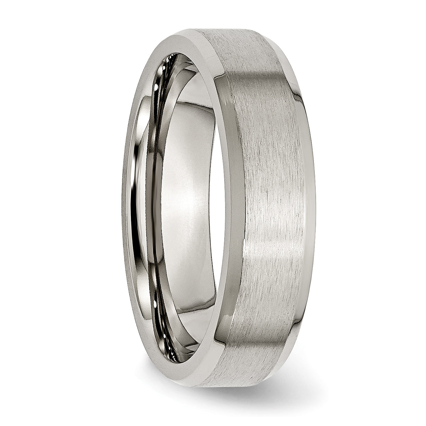 Titanium Brushed and Polished 6mm Beveled Edge Band