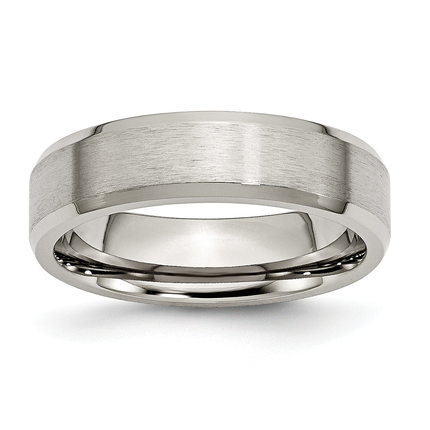 Titanium Brushed and Polished 6mm Beveled Edge Band