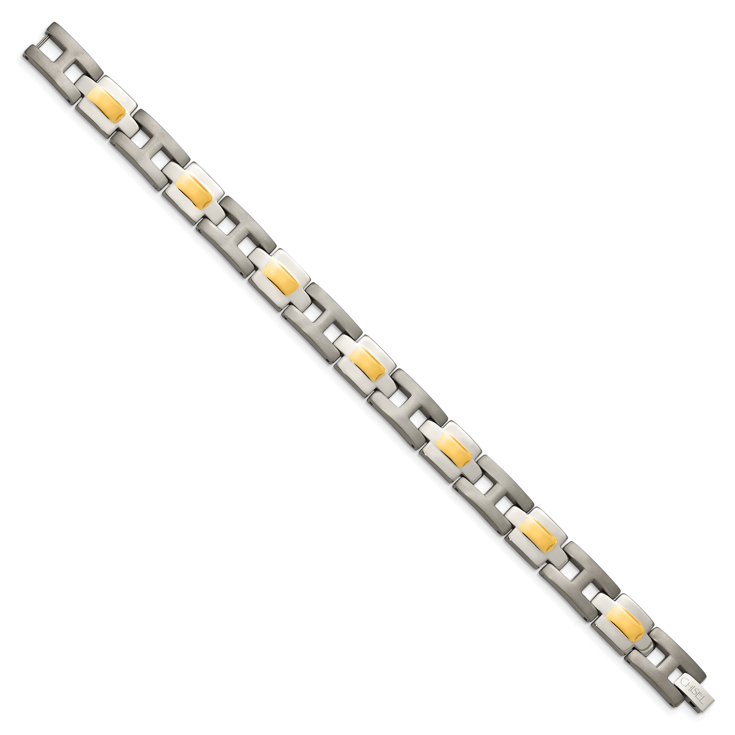 Chisel Titanium Brushed and Polished Yellow IP-Plated 9 inch Bracelet