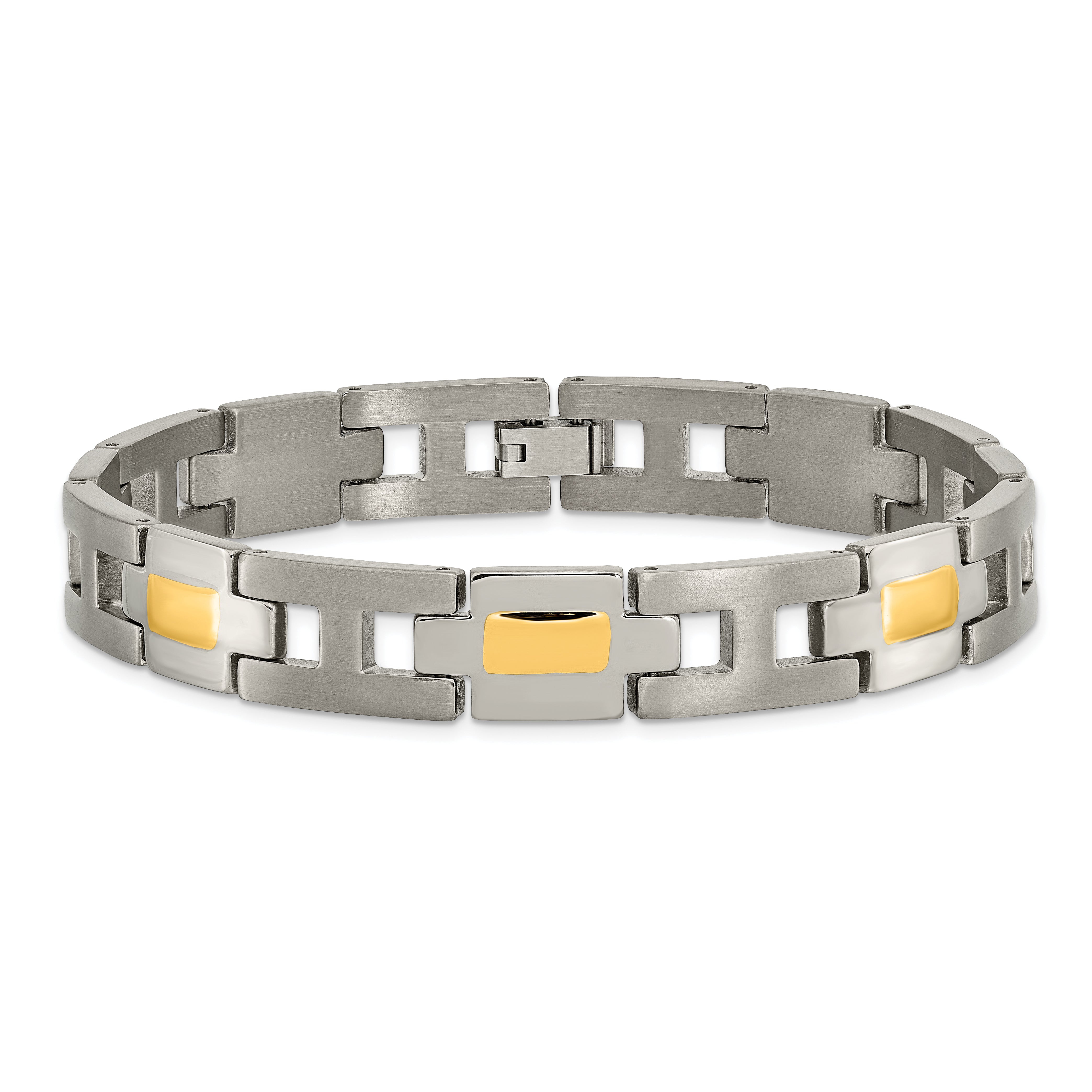 Chisel Titanium Brushed and Polished Yellow IP-Plated 9 inch Bracelet