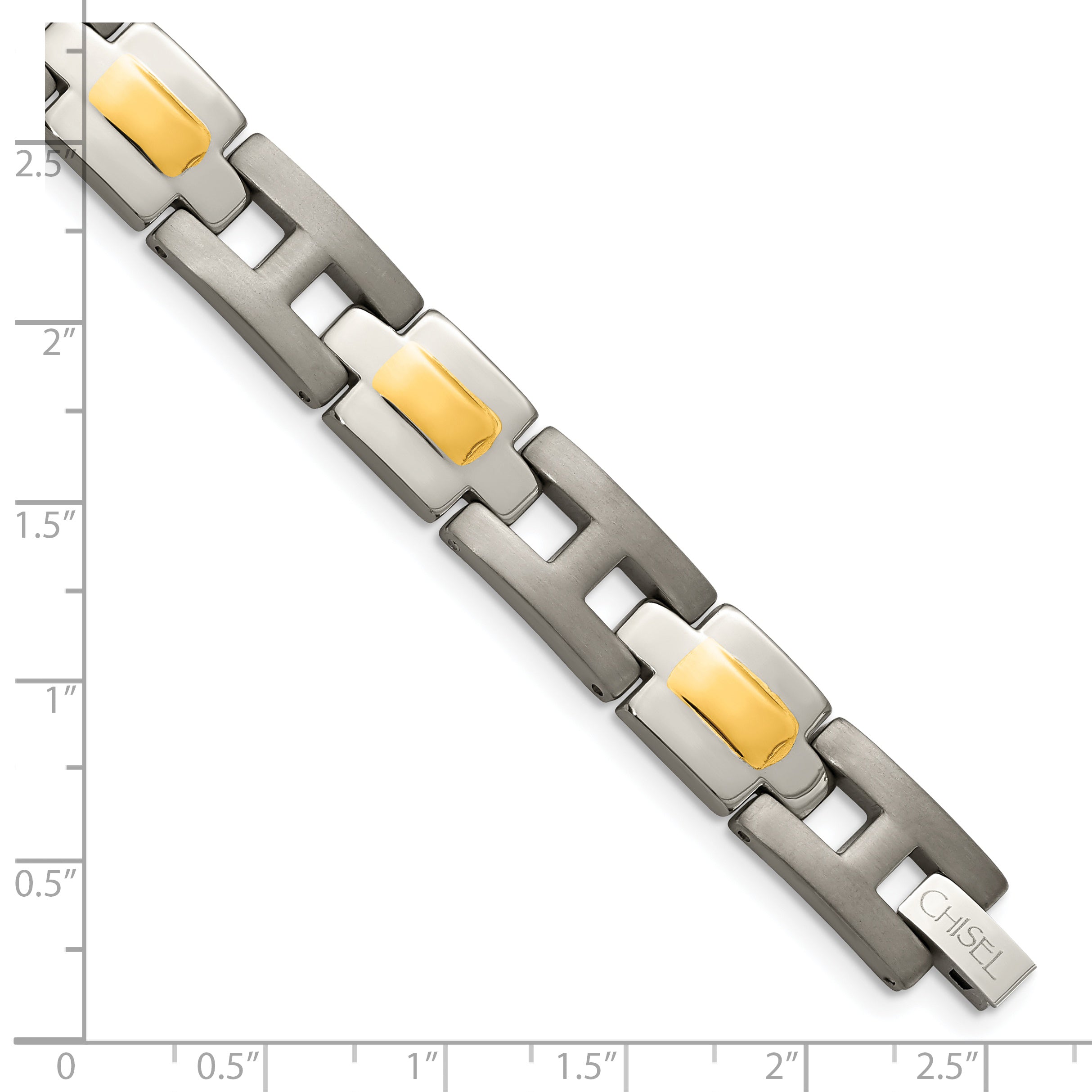 Chisel Titanium Brushed and Polished Yellow IP-Plated 9 inch Bracelet