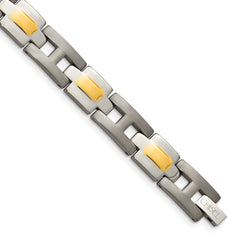 Chisel Titanium Brushed and Polished Yellow IP-Plated 9 inch Bracelet