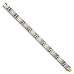 Chisel Titanium Brushed and Polished Yellow IP-Plated 8.5 inch Bracelet