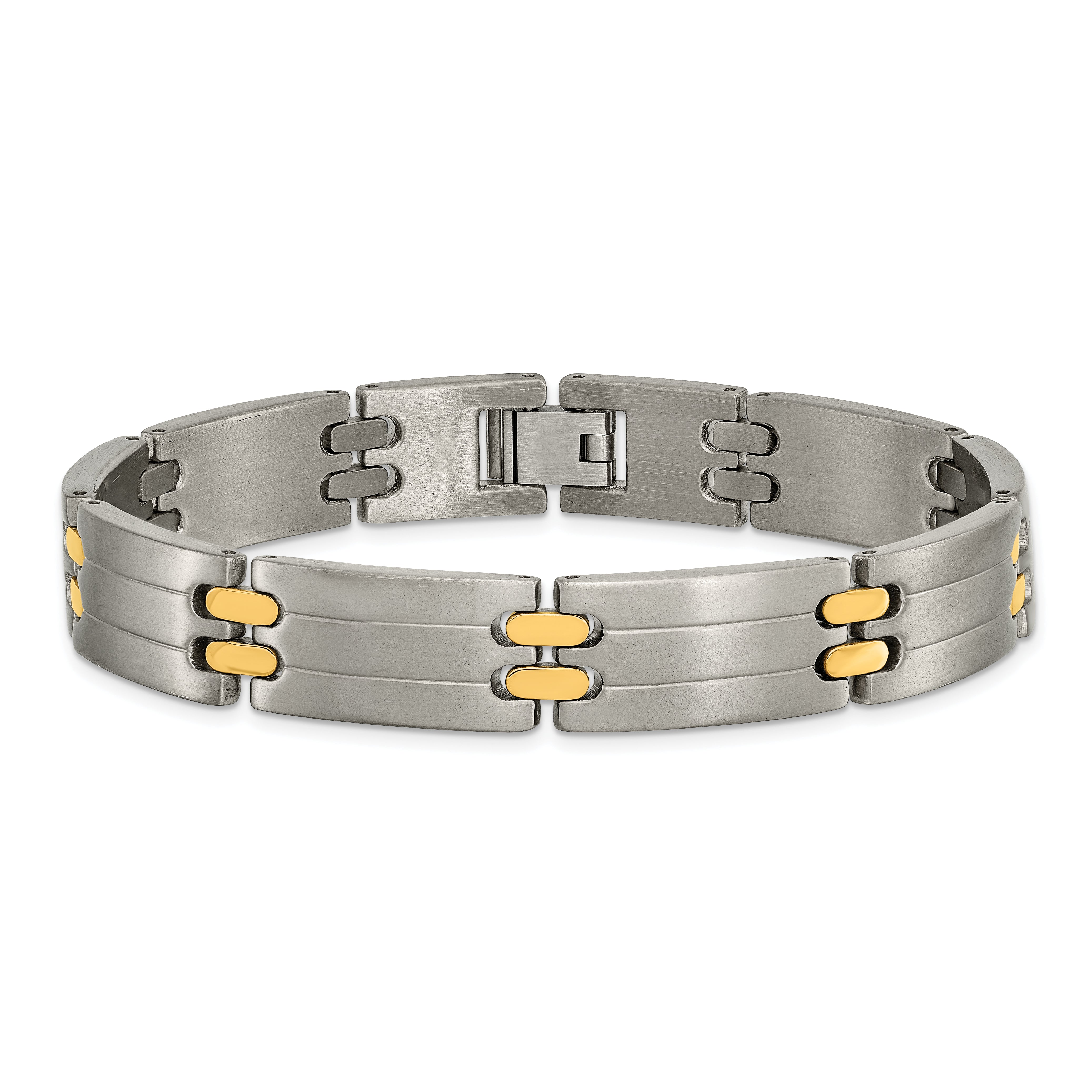 Chisel Titanium Brushed and Polished Yellow IP-Plated 8.5 inch Bracelet