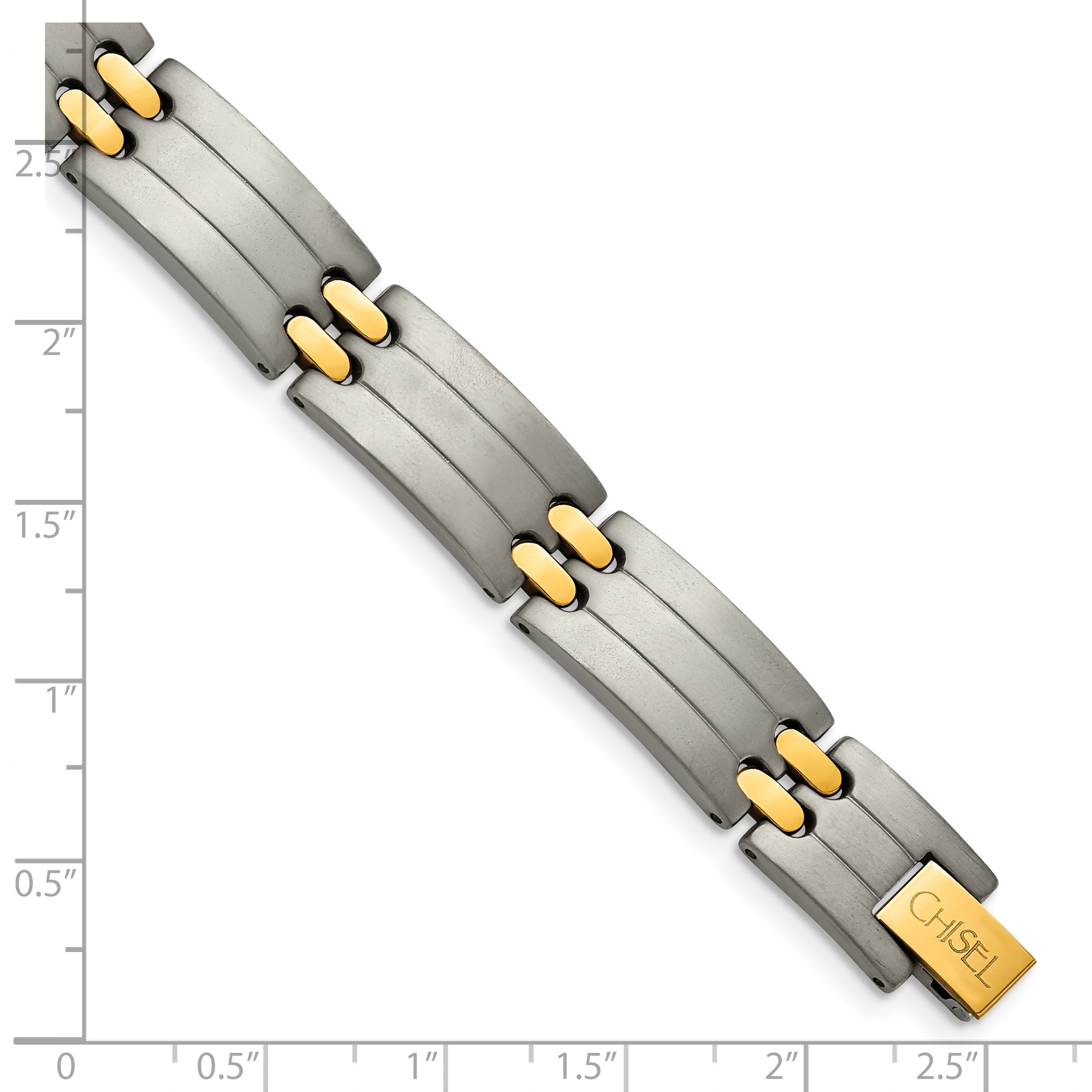 Chisel Titanium Brushed and Polished Yellow IP-Plated 8.5 inch Bracelet