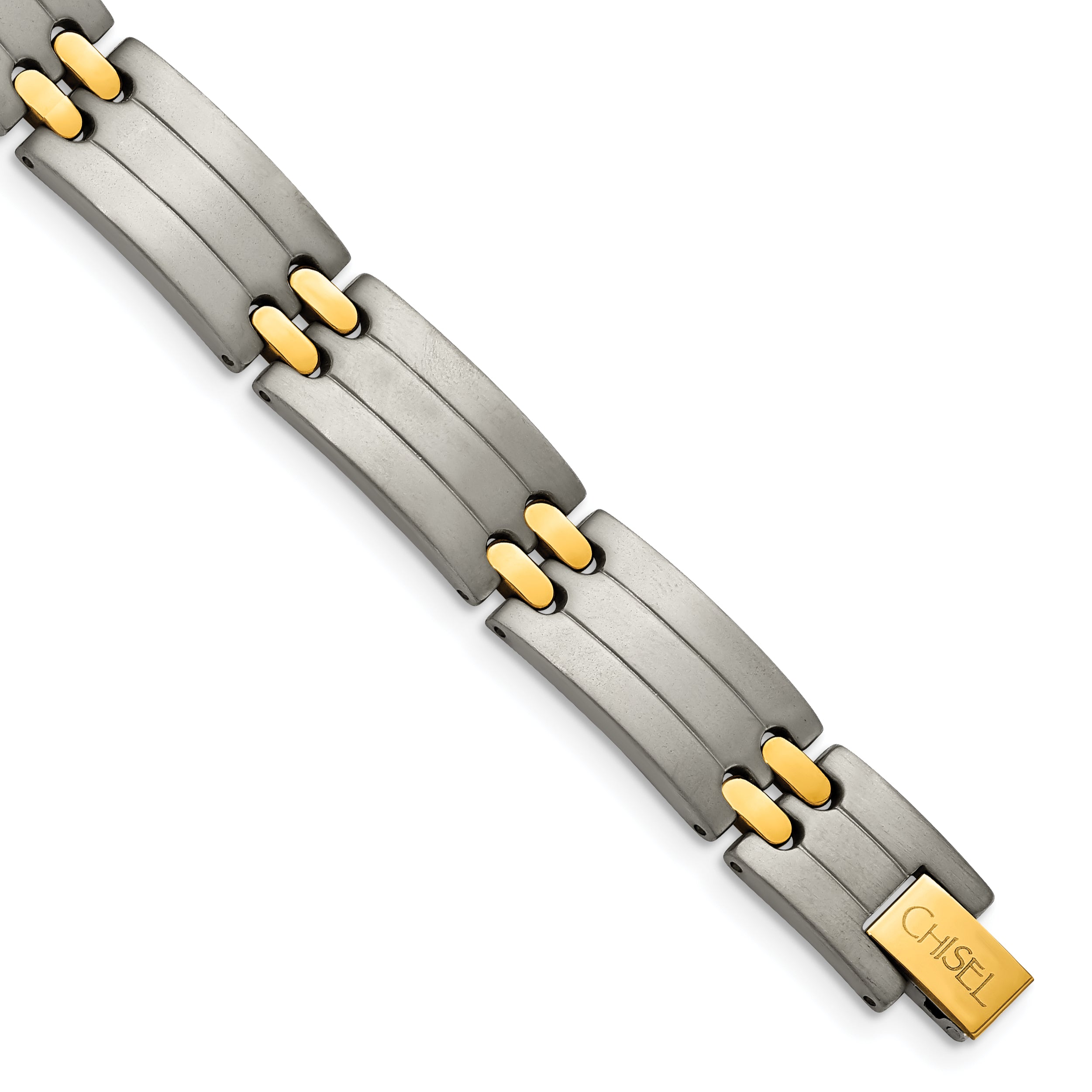 Chisel Titanium Brushed and Polished Yellow IP-Plated 8.5 inch Bracelet