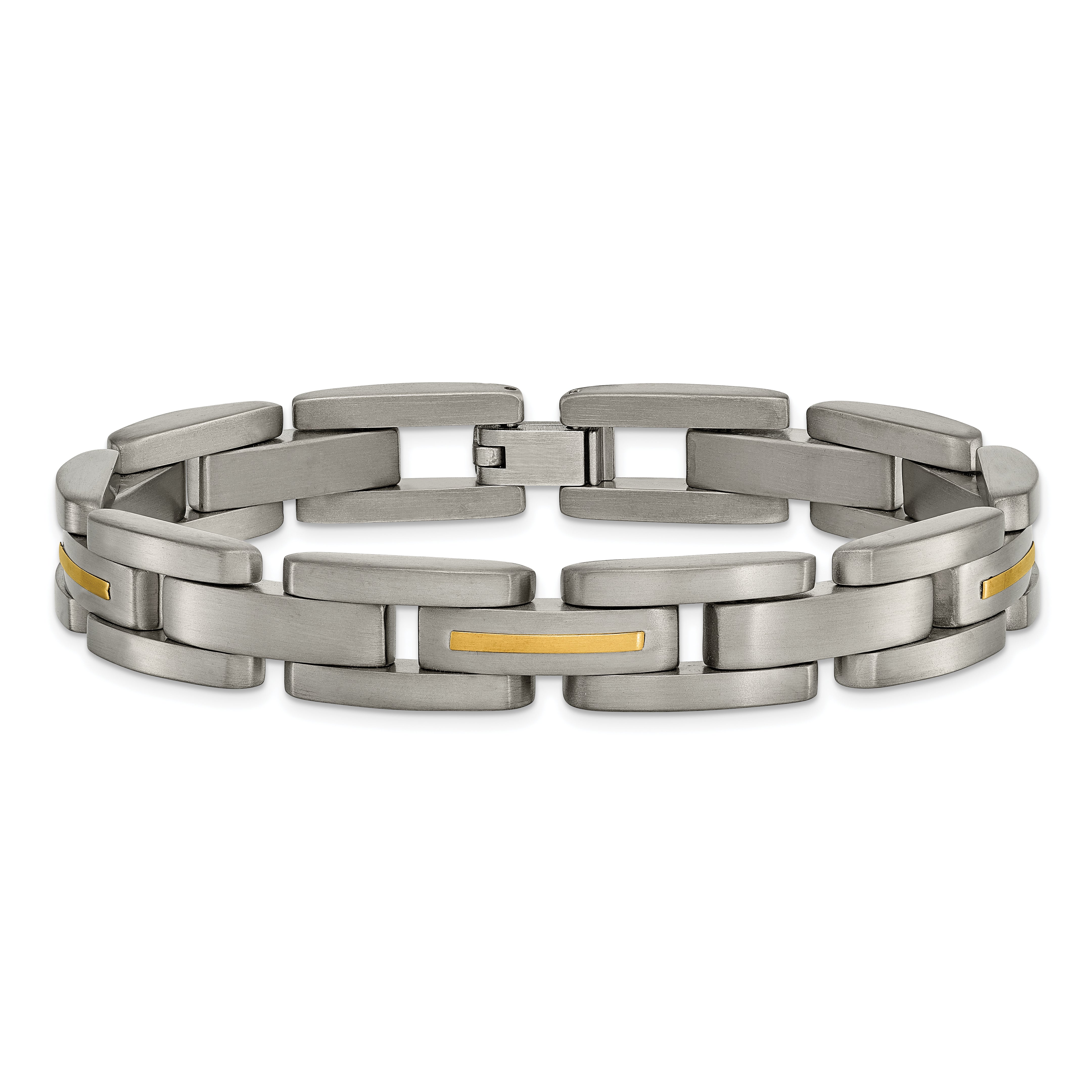 Chisel Titanium with 14k Gold Inlay Brushed 8.5 inch Bracelet