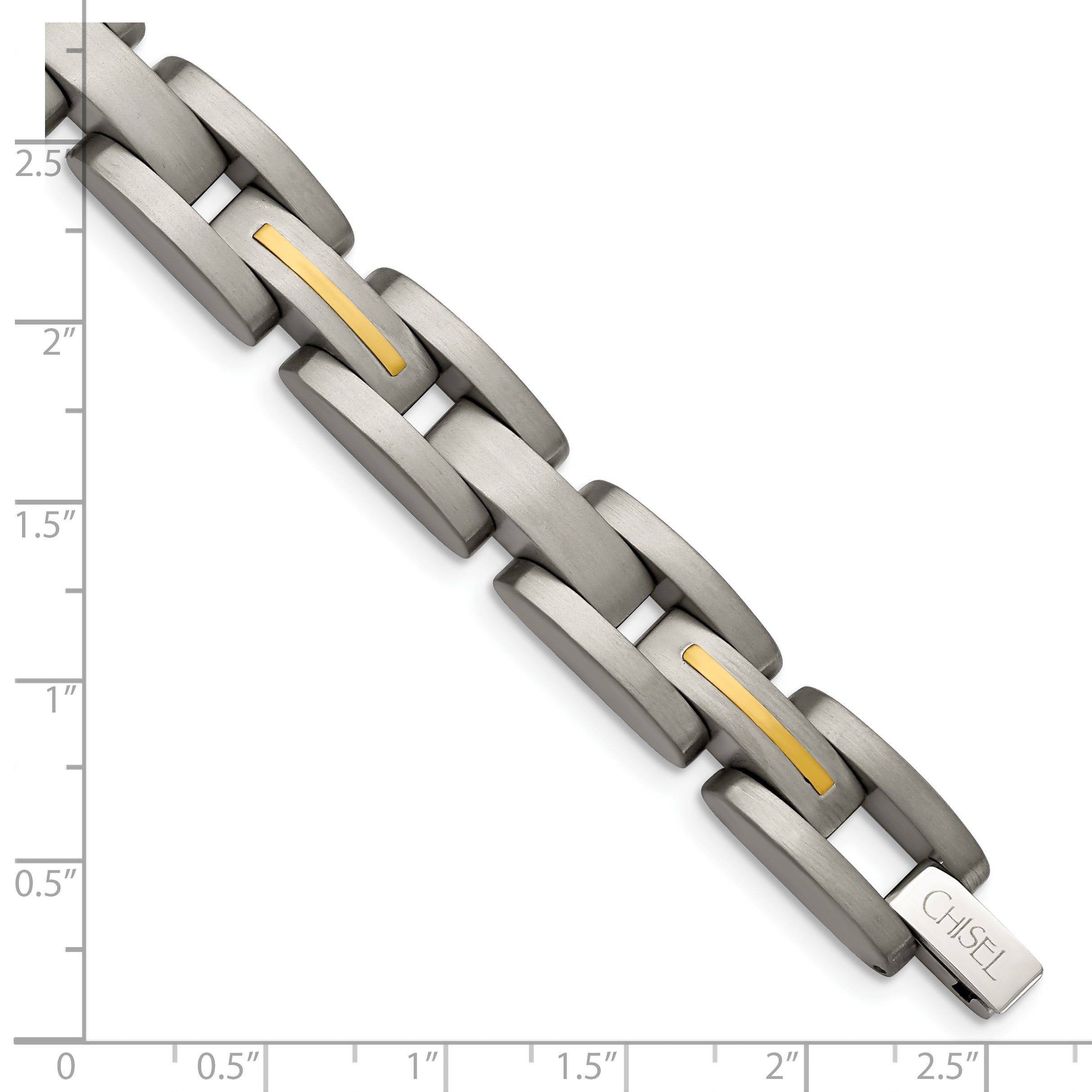 Chisel Titanium with 14k Gold Inlay Brushed 8.5 inch Bracelet