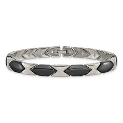 Chisel Titanium Polished with Black Ceramic 7.5 inch Bracelet