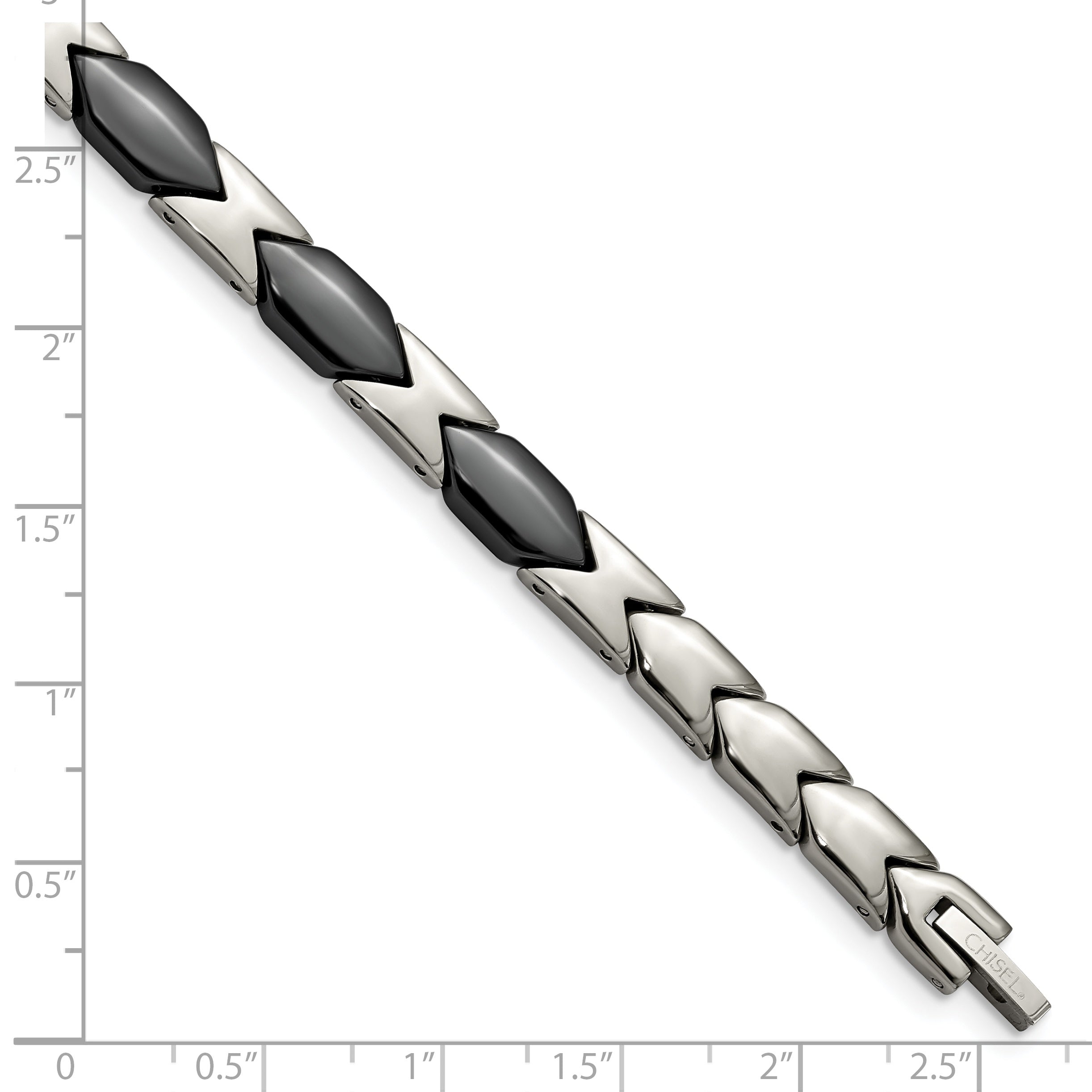 Chisel Titanium Polished with Black Ceramic 7.5 inch Bracelet