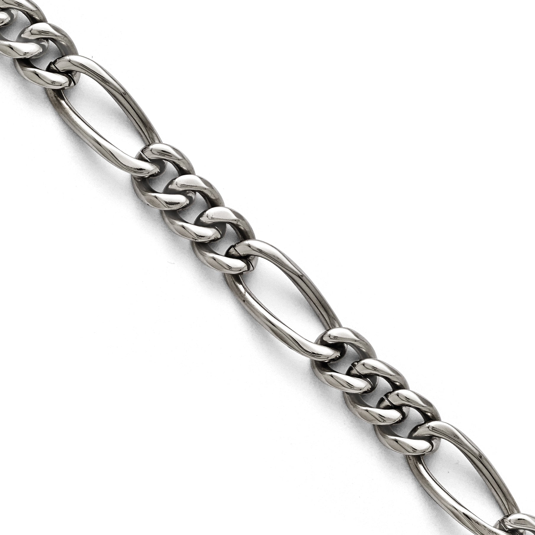 Chisel Titanium Polished Figaro Link 8.5 inch Bracelet