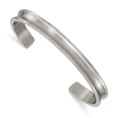 Chisel Titanium Brushed with Polished Edge 6.5mm Cuff Bangle