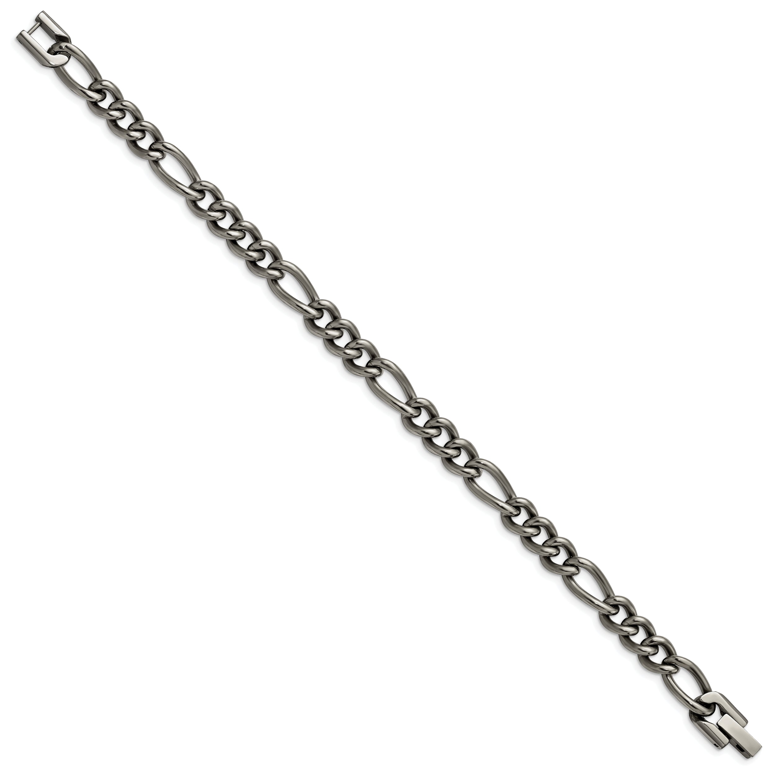 Chisel Titanium Polished 7mm 8.5 inch Figaro Chain