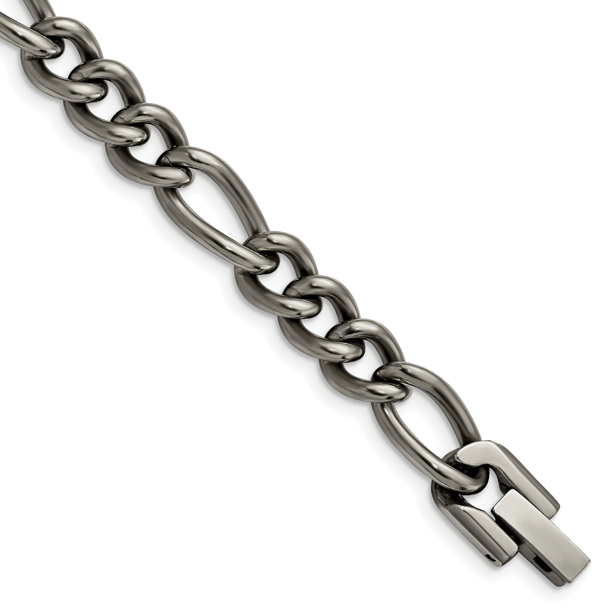 Chisel Titanium Polished 7mm 8.5 inch Figaro Chain