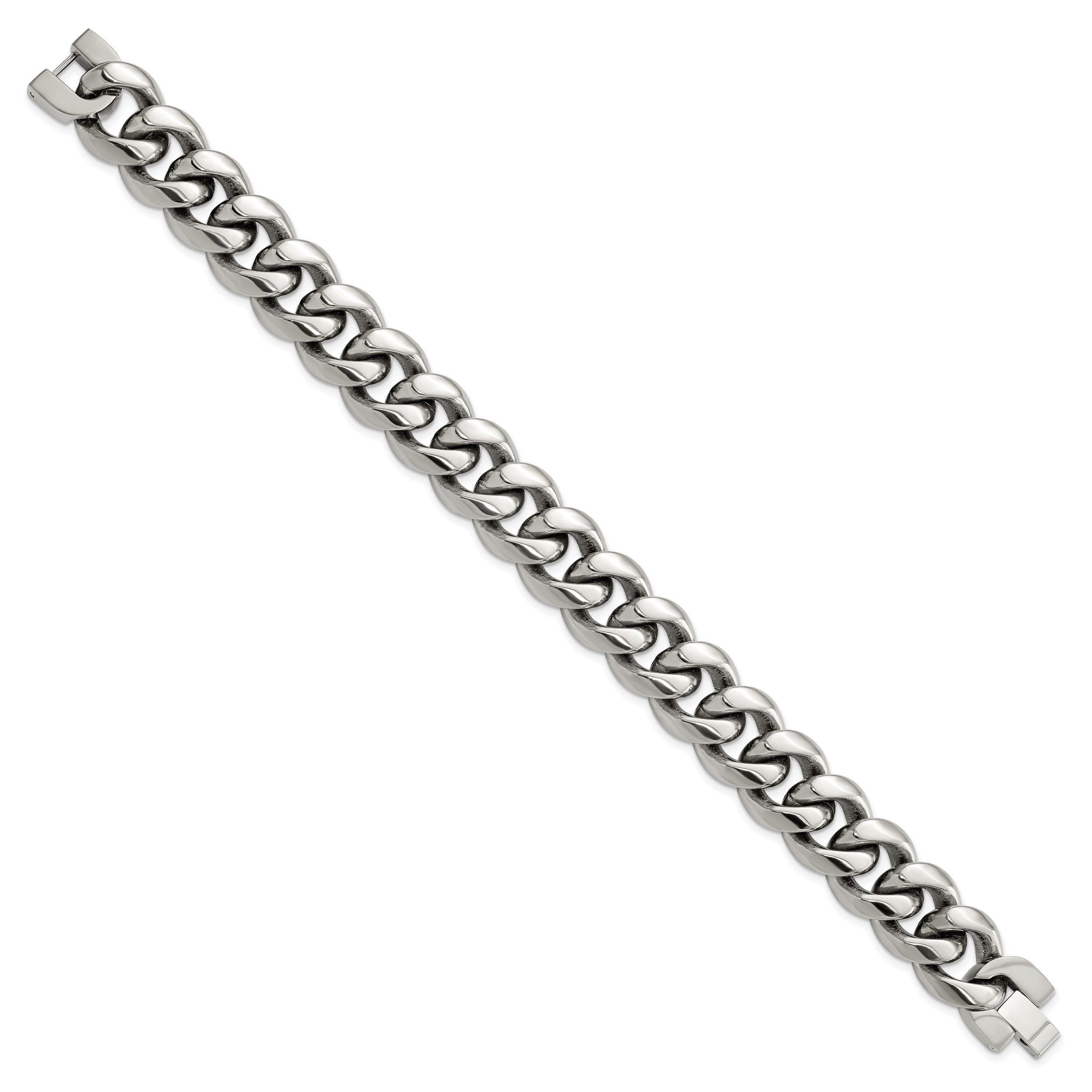 Chisel Titanium Polished 14.50mm Curb 8.5 inch Bracelet