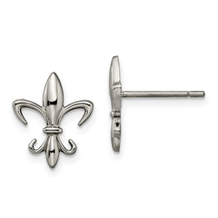 Chisel Titanium Polished Fleur de lis Post Earrings