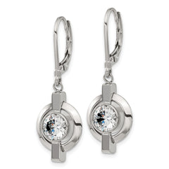 Chisel Titanium Polished CZ Leverback Earrings