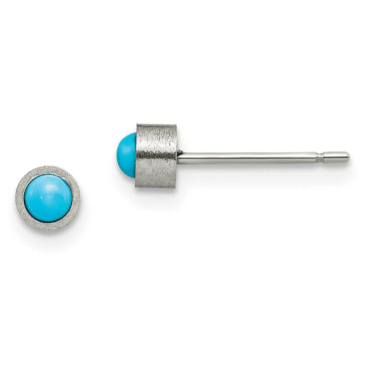 Chisel Titanium Brushed Turquoise 4mm Stud Earrings